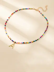 Bohemian Colorful Beaded Necklace with 26 Letter Pendant, Personalized Initial Necklace, Elegant Fashion Jewelry for Women, Perfect Gift for Valentine's Day/birthday