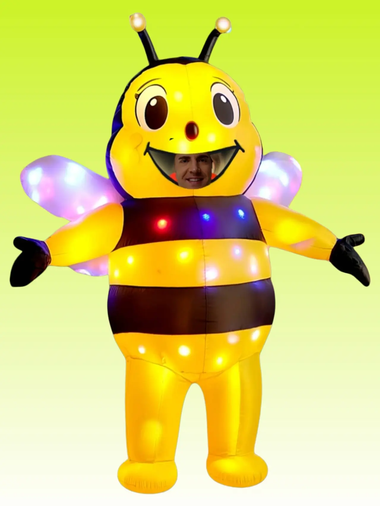 Adult Halloween Inflatable Bee Costume with Wings, Funny Full-Body Blow-Up Outfit for Halloween Festive Parties, Costume Gift for Men Women