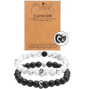 2pc Love Bracelet Setl Heart Charms Bracelet for Couples | Matte Black End | Easy Style | Ideal for Anniversary, Daily Wear, Valentine'S Day gift