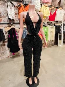 Rhinestone Cargos (Black)