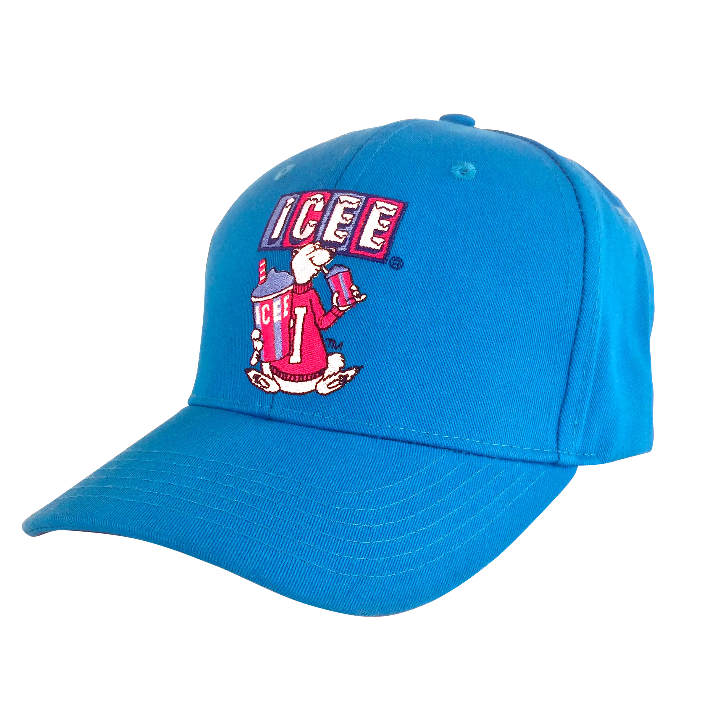 Embroidered ICEE Polar Bear Hat - Casual, Everyday Wear, Cerulean Blue