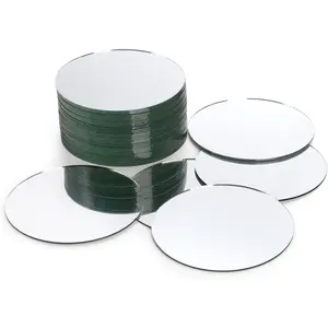 Set of 40 glass mirror tiles 5 inch round small glass circle mirror candle plates wall mount mirrors bulk for wedding table centerpieces diy crafts home decorations