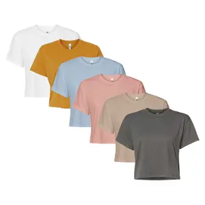 Next Level-Women's Ideal Crop Top, 4 oz. 60/40 Combed Ring-Spun Cotton/Polyester Bulk Tee, Assorted Short Sleeve Crewneck Plain Tees, Mixed Color Solid T-shirts