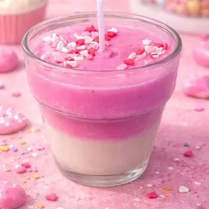 Small Valentines Candle with Heart Sprinkles and Pink Layer for Romantic Decor