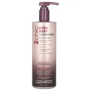 Giovanni 2chic, Ultra Sleek Conditioner, For All Hair Types, Brazilian Keratin + Moroccan Argan Oil, 24 fl oz (710 ml)