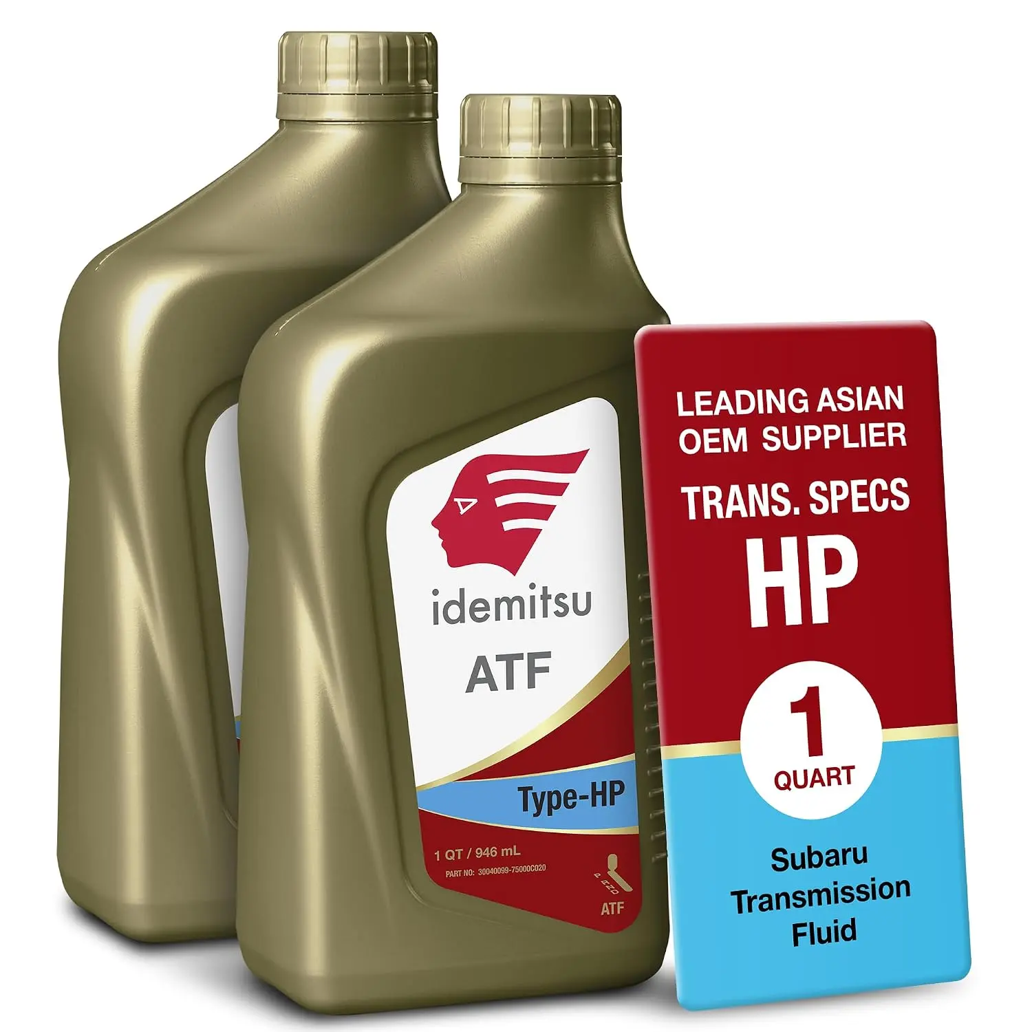 Idemitsu ATF Type HP Automatic Transmission Fluid for Subaru - 1 qt, Pack of 2, Red, Premium Performance Formulated, Part No. 30040099-75000C020