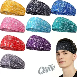 3Pcs Y2K Bandana Paisley Headbands For Men Women, Sweat Wicking Breathable Quick Dry Sports Head Wraps, Ideal For Yoga Running Gym Fitness Cycling Daily Wear