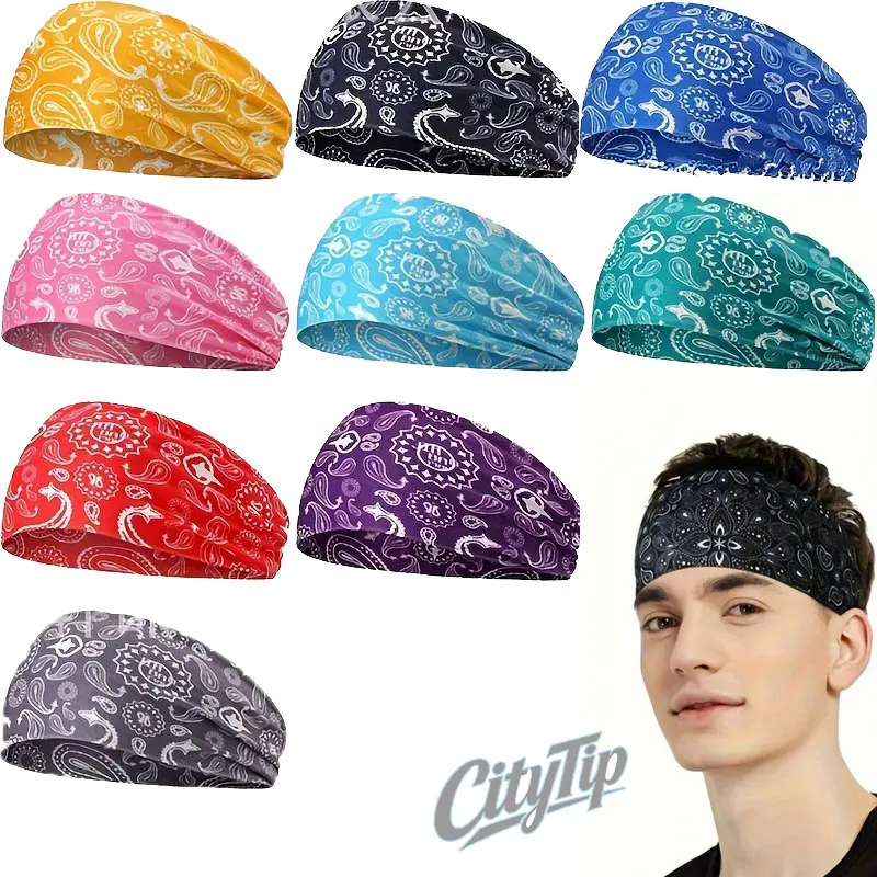 3Pcs Y2K Bandana Paisley Headbands For Men Women, Sweat Wicking Breathable Quick Dry Sports Head Wraps, Ideal For Yoga Running Gym Fitness Cycling Daily Wear