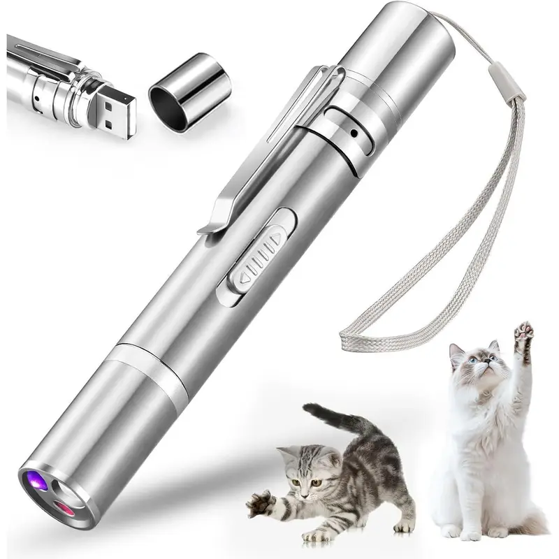 New 2026 Cat Toy Pointer for Indoor, USB Rechargeable Toy, 3 Light Colors Cat Interactive Toys for Dogs, Cats, Pet Chase Toy for Fun Playing Training Exercise Indoors