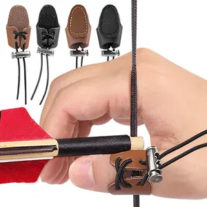 Double-Layer Cow Leather Bow and Arrow Finger Guard Adjustable Archery Protective Gear for Outdoor Sports Training Competition