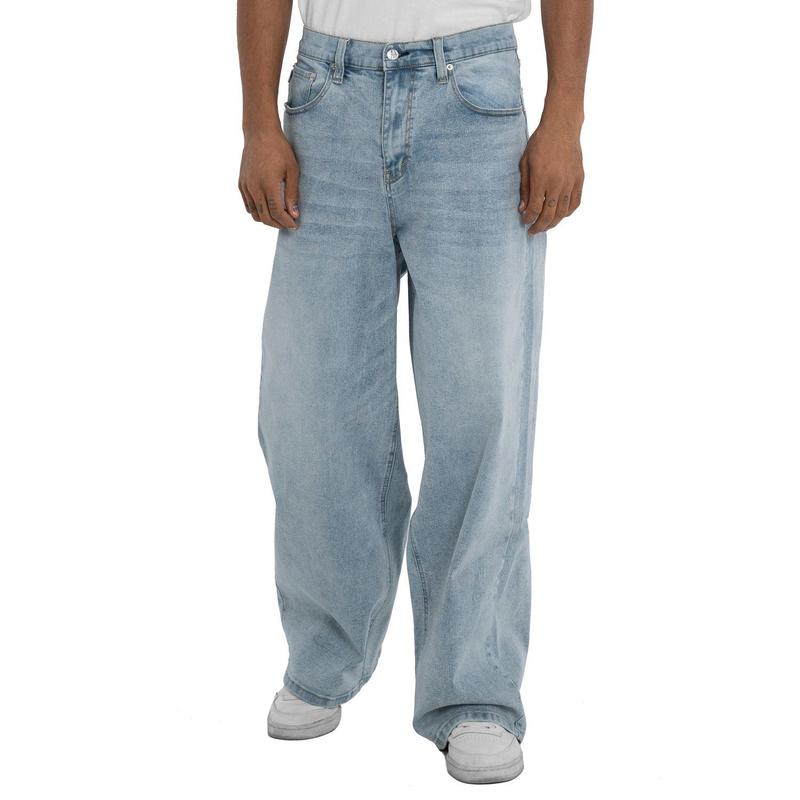 Pro Club Men's Heavyweight Oversized Denim Jeans - 5-Pocket Cotton-Spandex (Elastane) Fabric, Leather Patch, Casual Streetwear Clothing (Cold Wash Recommended)