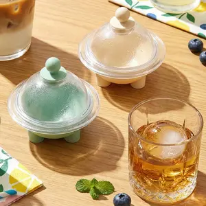 UFORU UFO Ice Ball Maker, 2.56" Large Silicone Ice Sphere Mold, Leakproof & Easy Release, Slow Melting Ice Balls for Whiskey, Cocktails, Bourbon, Summer Drinks