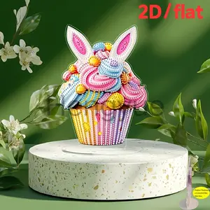 DIY Easter Bunny Ears Cake Kit, Acrylic Craft Set for Table Decor, Unique Rhinestone Shape, Holiday Surprise Gift Idea