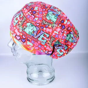 Patient Love Heart Print Scrub Cap