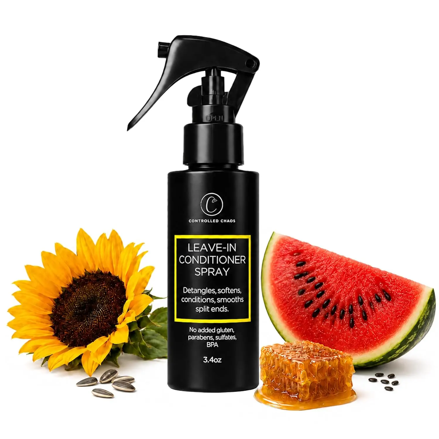 Leave in Conditioner Detangling Spray, Repairs, Softens, Hydrates, UV and Heat Protection Lightweight for All Hair Types Oil Sunflower Haircare