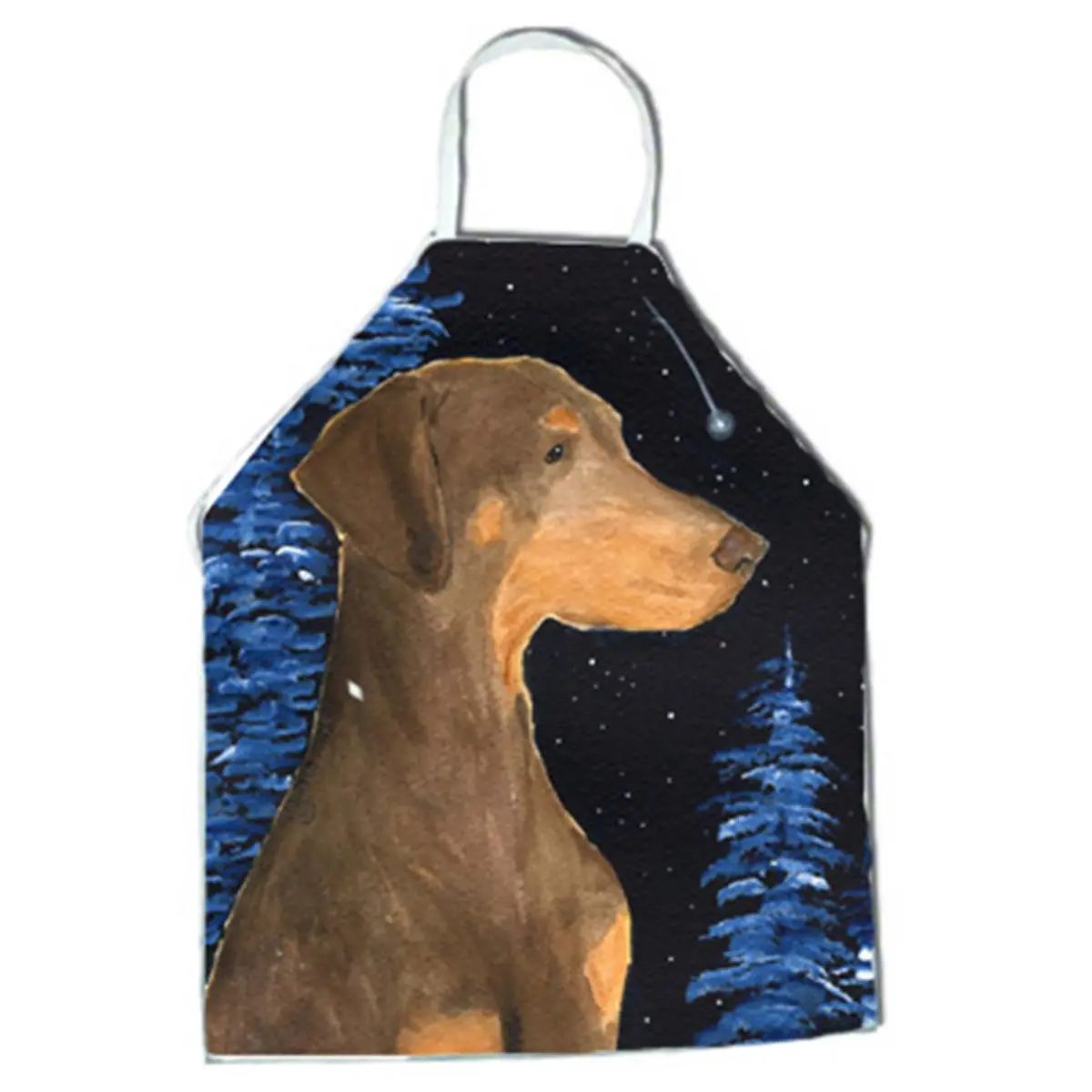212 MAIN Starry Night Doberman Cloth Apron - Bib-Style, Braided Nylon, Easy Cleaning Kitchen Cooking Apron with Sewn Neckband, 27x31 in., Easy Cleaning Apron