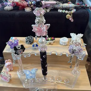 Fancy Beaded Pen with Butterfly Design and Pearl Accent for Stylish Writing