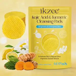 Ikzee Turmeric Kojic Acid Exfoliating Cleansing Tablets 60 Pieces, Brighten Skin Tone, Fade Dark Spots, Face & Body Use, Renewing Glow Formula