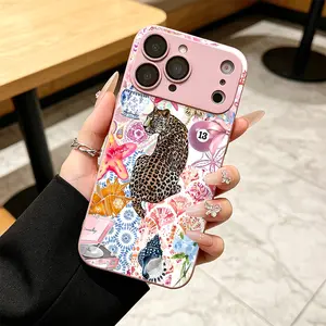 Leopard and Tropical Flowers Phone Case Bohemian Style Phone Case for iPhone 17 Pro Max 17 Air 17Pro 16 15 14 13 12 11 Pro Max Artistic Nature Gift Retro Floral Pattern Exotic Jungle Theme Pink Lily Coral Shell Design Ocean Vibes Vintage Art Gift Idea