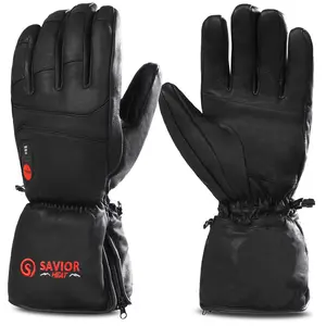 SAVIOR HEAT Rechargeable Heated Gloves for Men Women, Electric Warm Ski Gloves with 3 Heating Level, Waterproof, Touchscreen Gloves for Outdoor
