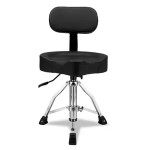 Drum Throne with Backrest Hydraulic Drum Stool Adjustable Height Heavy Duty Saddle Design for Drummers Black Comfortable & Durable