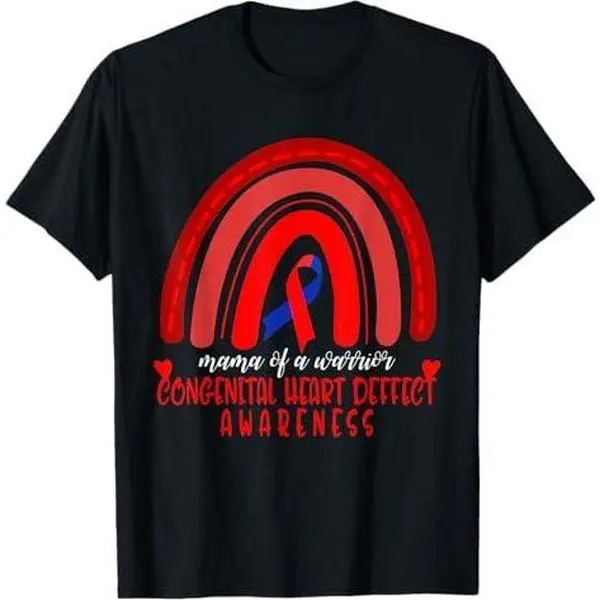 CHD Awareness Mama of Warrior Rainbow Congenital Heart T-Shirt