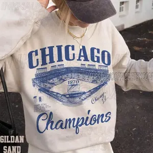 [SALE UP TO 40%] [FREE SHIP] Wrigley Field Stadium Vintage Sweatshirt, Chicago Baseball Washed T-Shirt, Game Day Oversized Comfort Colors Tee
