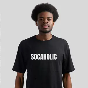 GENRE-AHOLIC TEE - Black T-Shirt with "SOCaholic" Text Design for Men