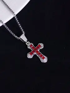 Hip Hop Bling Cross Pendant Necklace | Extra-Long Snake Bone Chain | Unisex Streetwear Jewelry & Great Gift Cuban Cross Necklace