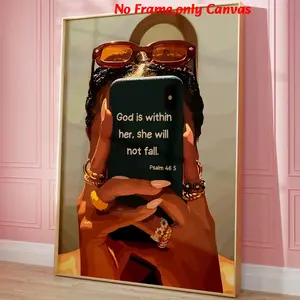 1pc, wall art, vintage poster, black girl wall print, bible quote modern christian poster, bedroom aesthetic, living room decor, apartment decor, Modern home decor, housewarming gift, unframed