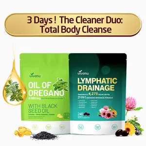 VivoNu Digestive Wellness Pack – 300 Oregano Oil Capsules & 240 Lymphatic Drainage Capsules | Supports Intestinal Health, Healthy Circulation & Immune Wellness | Natural Herbal Supplement Combo mothersdaygift