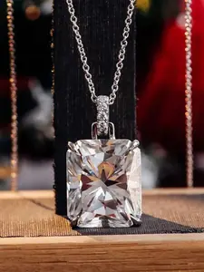 1 PC Romantic Cubic Zirconia Single Gem Necklace Pendant For Women Valentine's Day Gift Wedding Jewelry