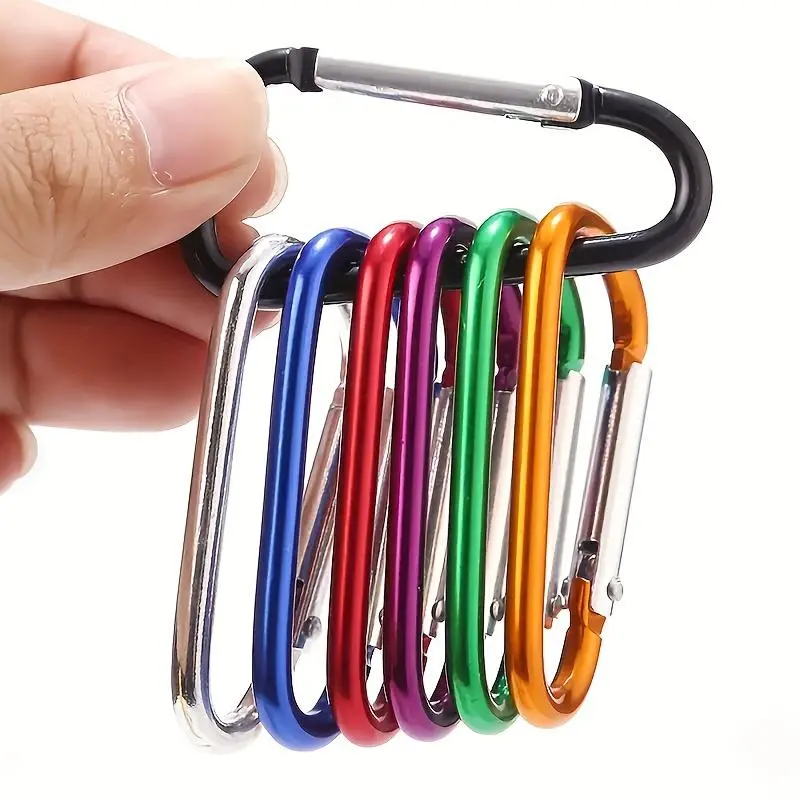 5pcs Mountaineering Buckle Keychain - Aluminum Alloy D-Buckle Spring Snap Hook Clip for Outdoor Camping and Daily Use