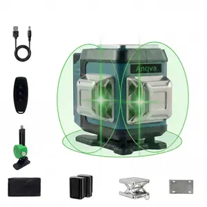 Laser Level, Self Levelling Laser, with Adjustable Magnetic Bracket, Portable Case, Anqva 3x360°12-Line Self Leveling Laser Level, Green Line Laser 4D Laser Leveler with 2Pcs Lithium Batteries for Picture Hanging, Tile, Home Renovation