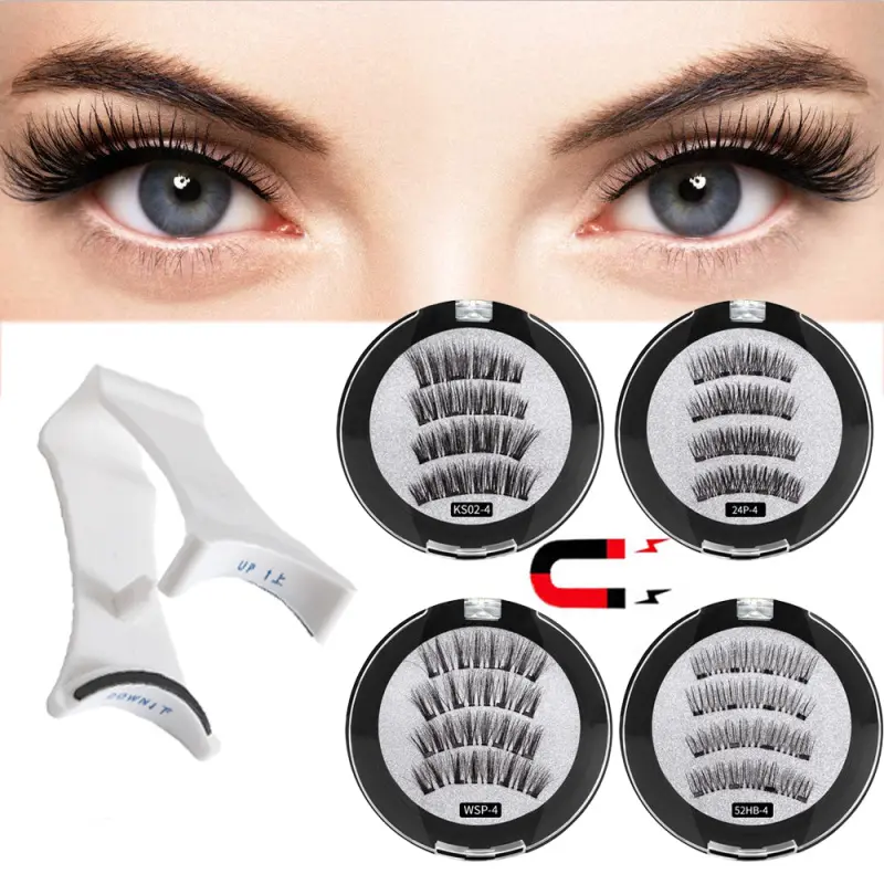4 magnetic eyelash sets, soft and fluffy false lashes designed for women, lightweight and reusable, no glue needed, glue-free lashes that are comfortable to wear all day, perfect for everyday makeup, dates, parties, and special occasions