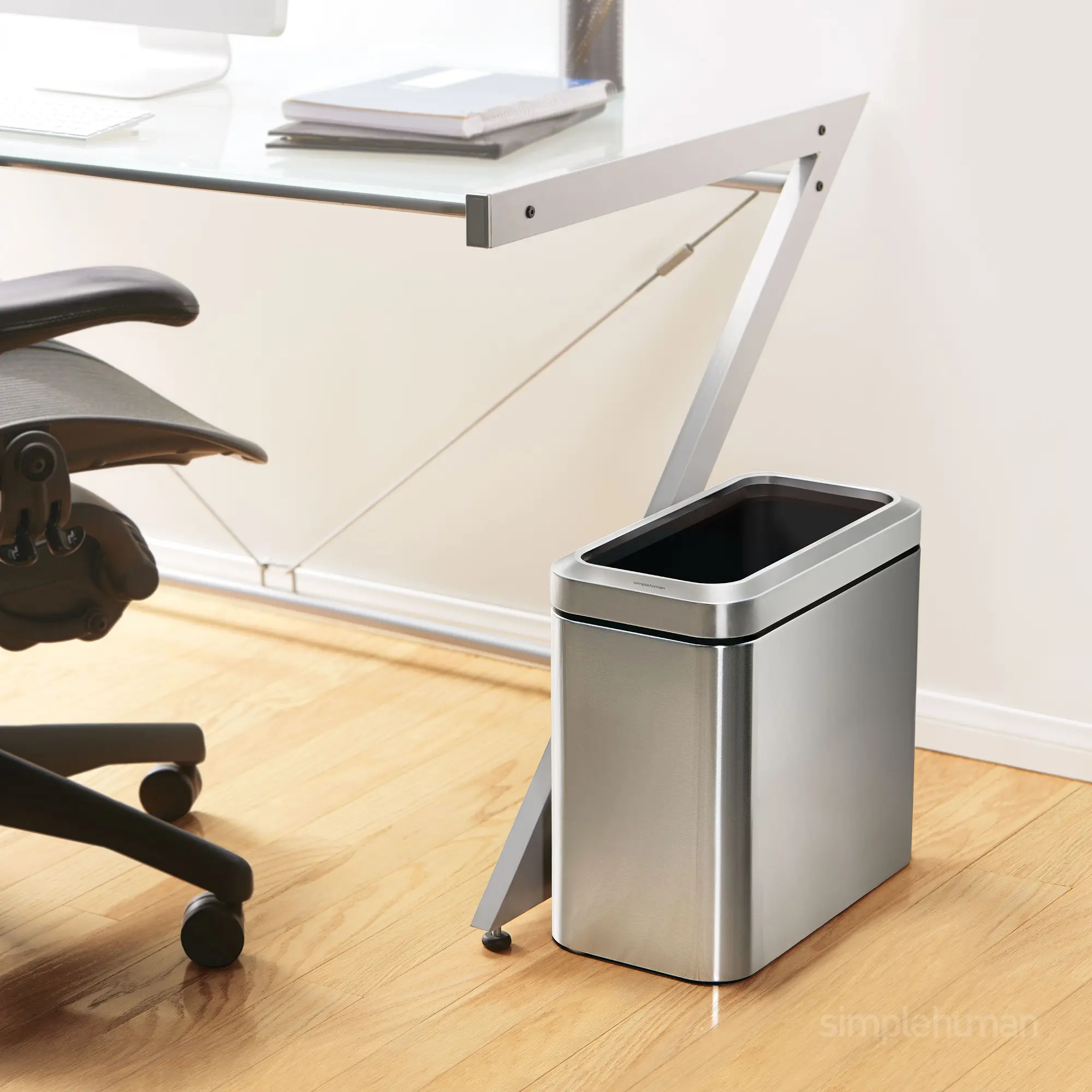 Simplehuman "20-L Dual Compartment Slim Open Recycler Can"-"25L Slim Open Top Trash Can"