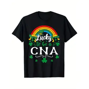 Lucky to Be A CNA St Patricks Day T-Shirt, Suitable for All Men And Women Outdoor Short-Sleeved T-Shirts in All Seasons, Ready to Wear 100% Cotton, S-XXXL