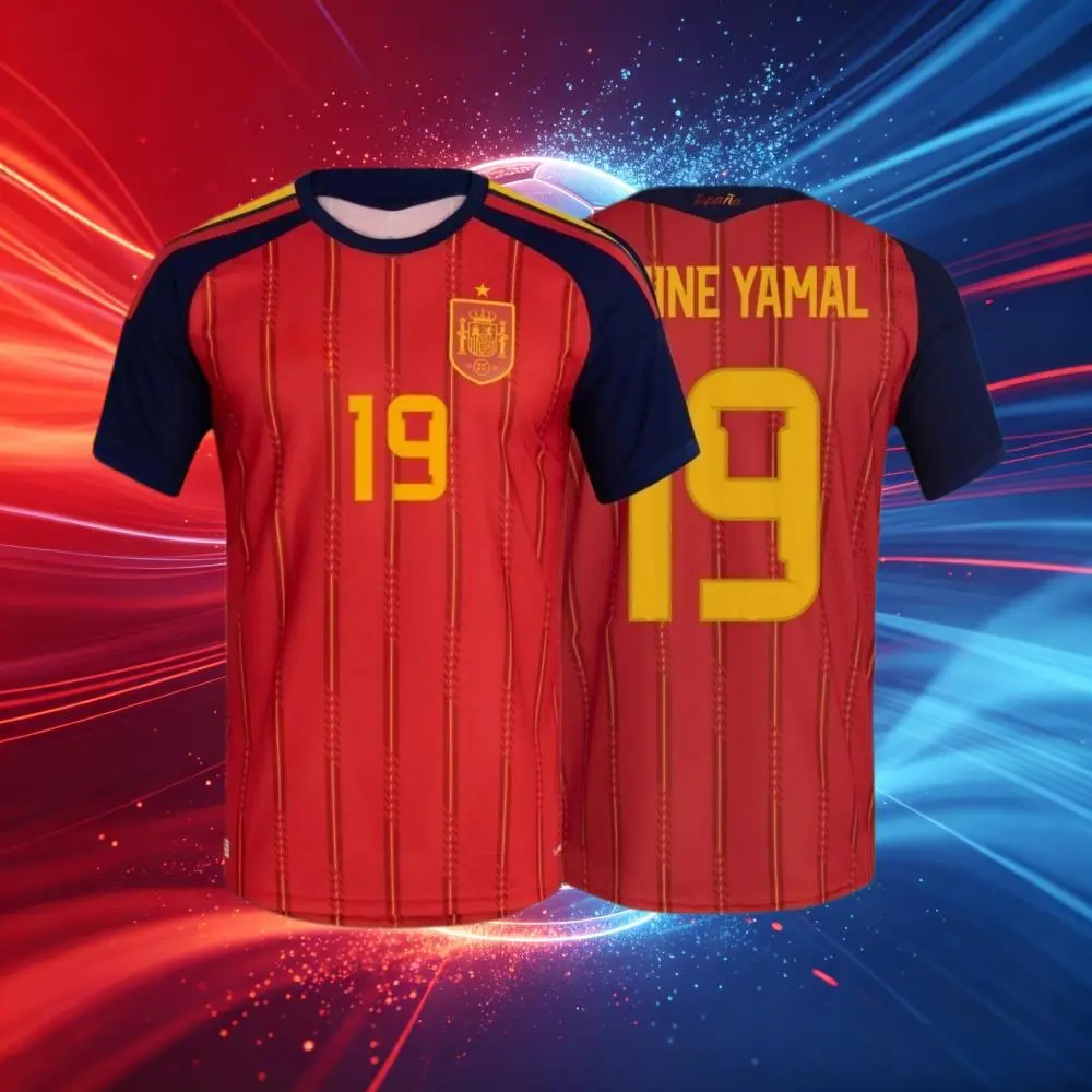 2026 Spain 19#Lamine Yamal and 20#Pedrl Short And Long Sleeve Soccer Jersey Fans Version Breathable