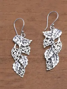 Vintage Boho Style Hand Carved Leaf Statement Earrings, Hollow Out Design, Ethnic Style, Perfect Gift for Women, All Seasons Wear, Copper Earrings