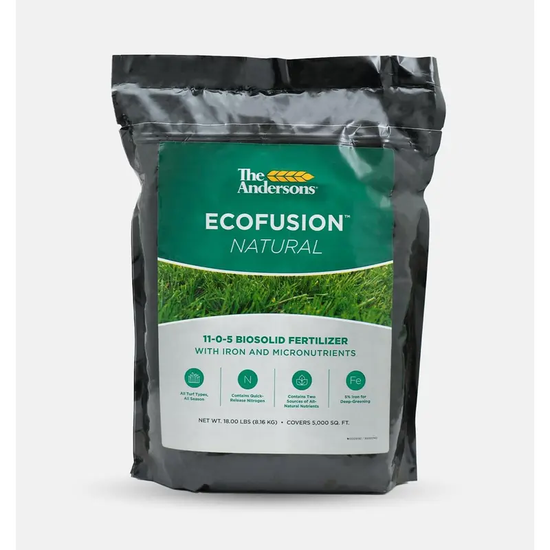 Professional Ecofusion™ Natural 11-0-5 Biosolid Fertilizer with Iron and Micronutrients 18 lb. Bag - Covers up to 5,000 sqft.