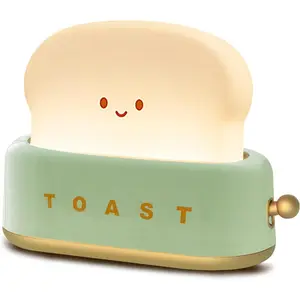 Desk Decor Toaster Lamp, Rechargeable Small Lamp with Smile Face Toast Bread Cute Toaster Shape Room Decor Night Light for Bedroom, Bedside, Living Room, Dining, Desk Decorations, Gift