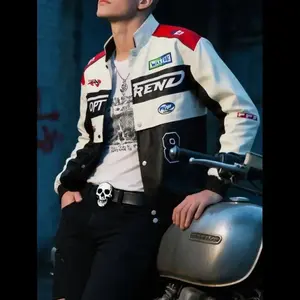 Men's racing jacket motorcycle retro American loose stand collar fashionable design