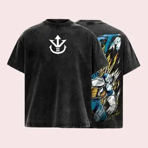 Golden Saiyan Warrior Saiyan Prince Super Power Anime Fighter Shirt Washed Heavy Cotton Tee Streetwear Graphic Back Cool Warrior Design Inspired Dragon Hero