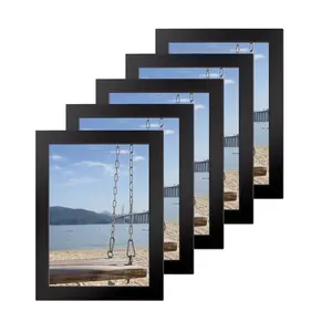 Set of 5 Picture Frames, 4x6/5x7/6x8 Inch Wooden Photo Frames with Glass Fronts, Wall & Tabletop Display Options, Multi-Photo Collage 3Colors, Home Decor Accessory