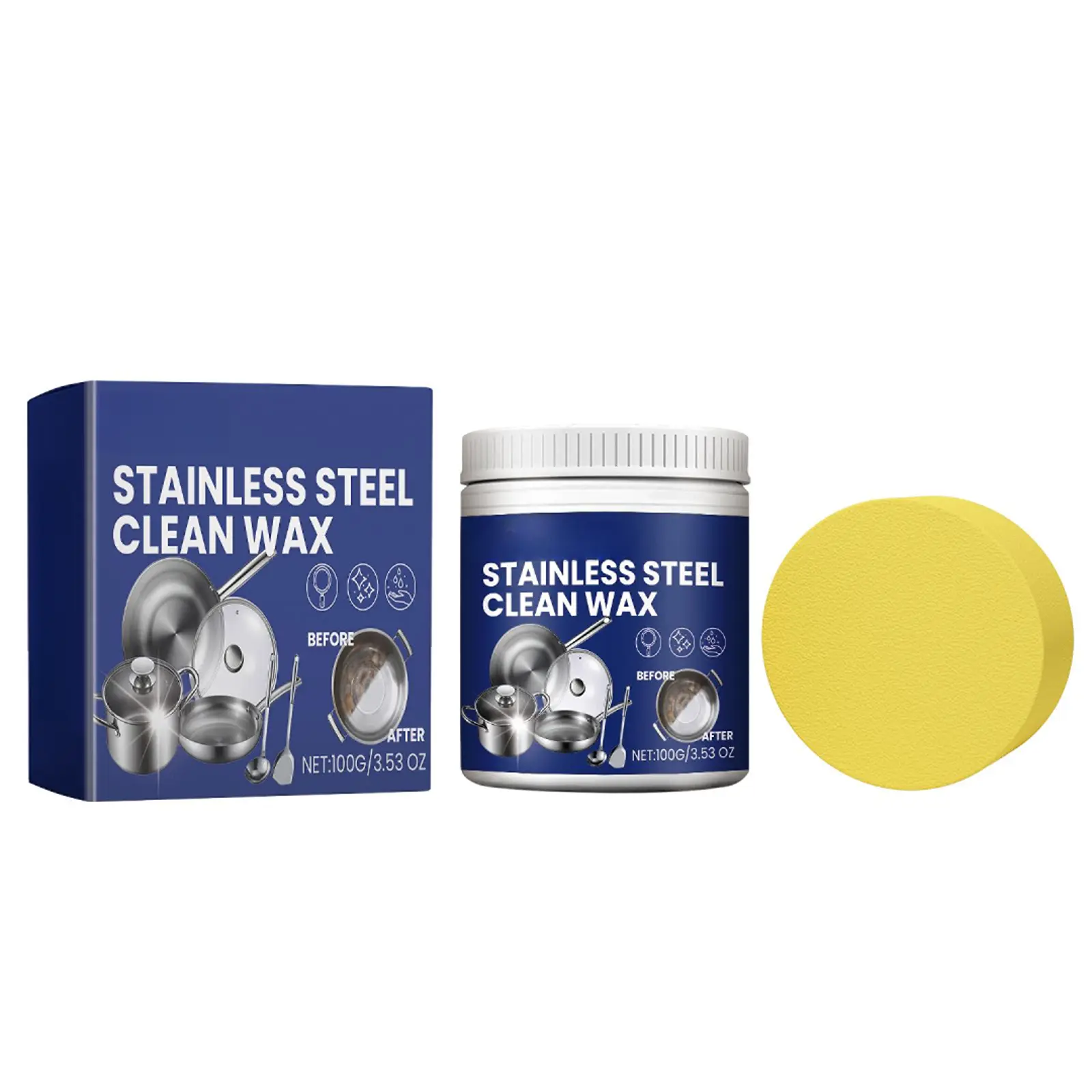 Stainless Steel Cleaning Cream, Mild Household Kitchen Cleaner with Anti-Rust Film & Hydroxyethyl Cellulose, Removes Burnt Black Grime & Stubborn Stains from Pot & Pan