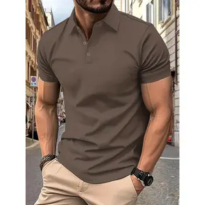 Men's Light Blue Shirt - Casual Summer Style with Button-Up Collar, Short Sleeves, Polyester Blend, Machine Washable