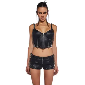Downbeat Spiked Corset Top
