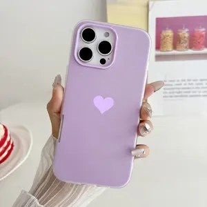 Love Pattern Simple Jelly Color Phone Case ,‌ Cute Slim & Lightweight 2-in-1 Shockproof Cover for iPhone 17 16 15 14 13 12 11 Pro Max Plus Air Stylish