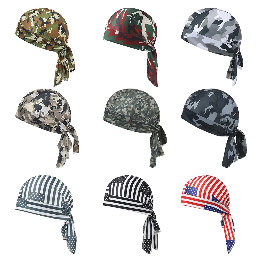 9 Packs Skull Caps for Men Sweat Wicking Doo Rags Cooling Helmet Liner Cycling Motorcycle Bandana Applicable for Cycling, Running, Jogging, Mountain Climbing, Ftness, Motorcycle Riding, Travel