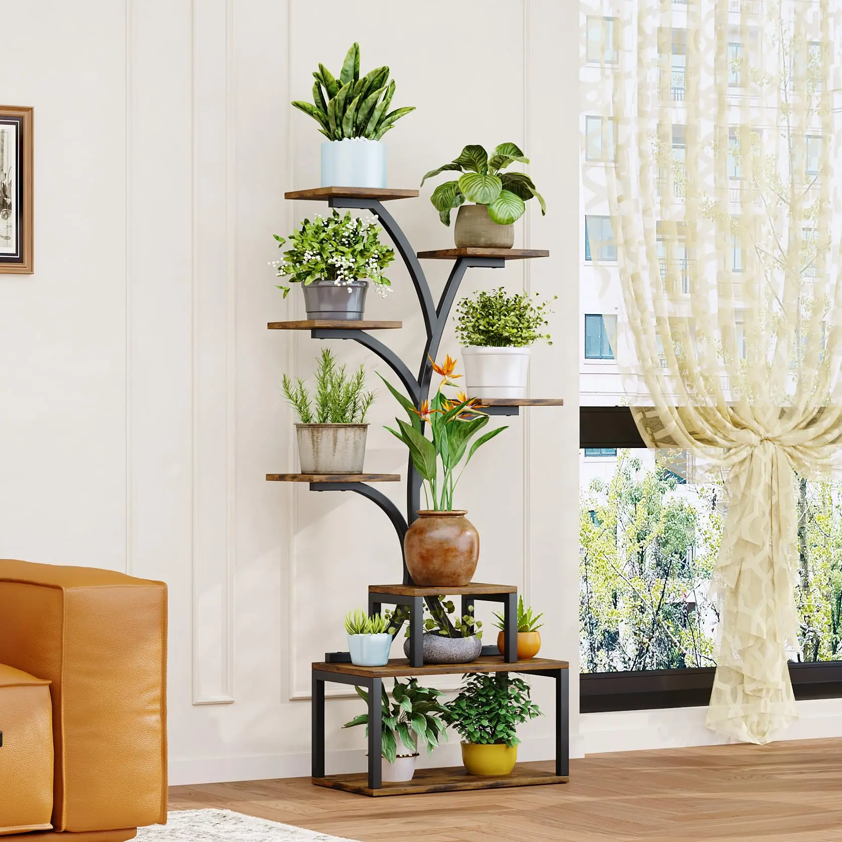 SUOERNUO Plant Stand Indoor Plant Shelf,56.5" Tall Plant Stand for Indoor Plants Multiple,Metal Flower Holder,Plant Rack for Home Decorative Pot